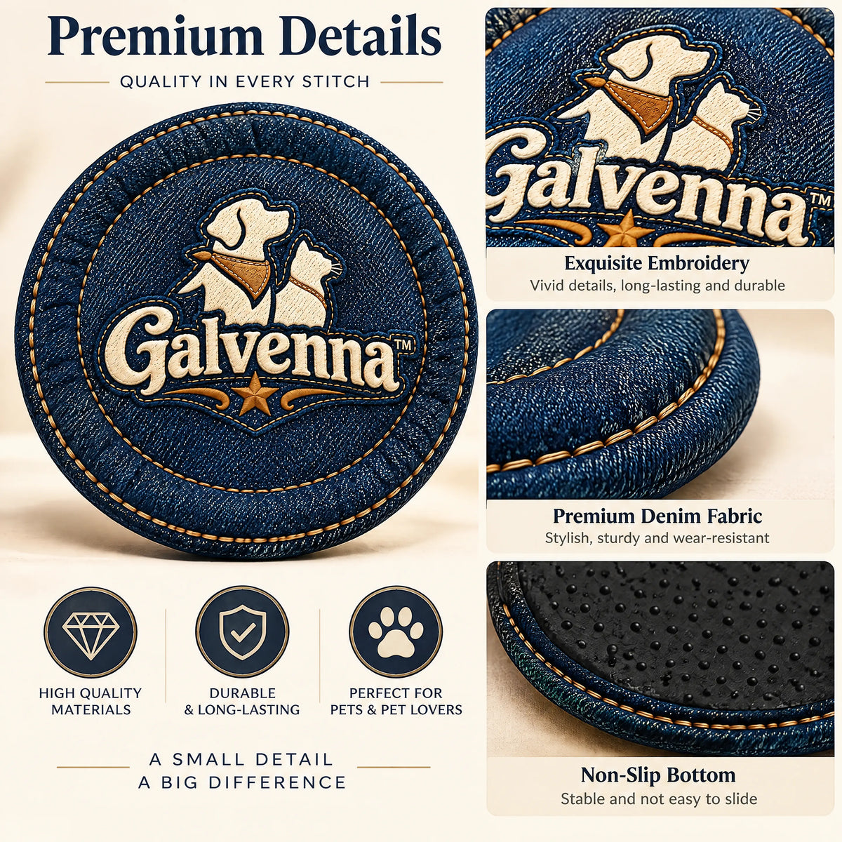 Galvenna™ Denim Star Pet Bandana