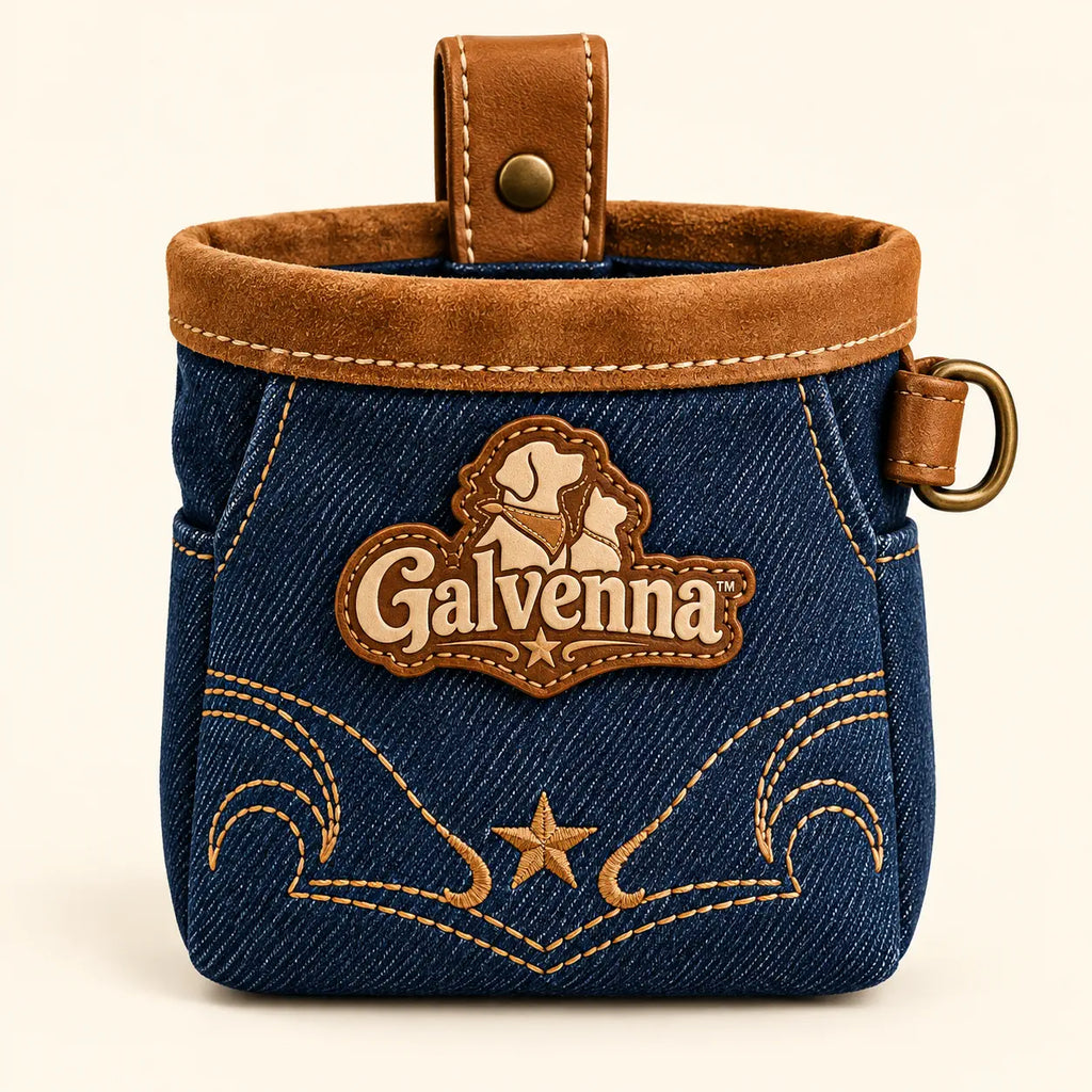 Galvenna™ Leather-Trim Denim Dog Leash