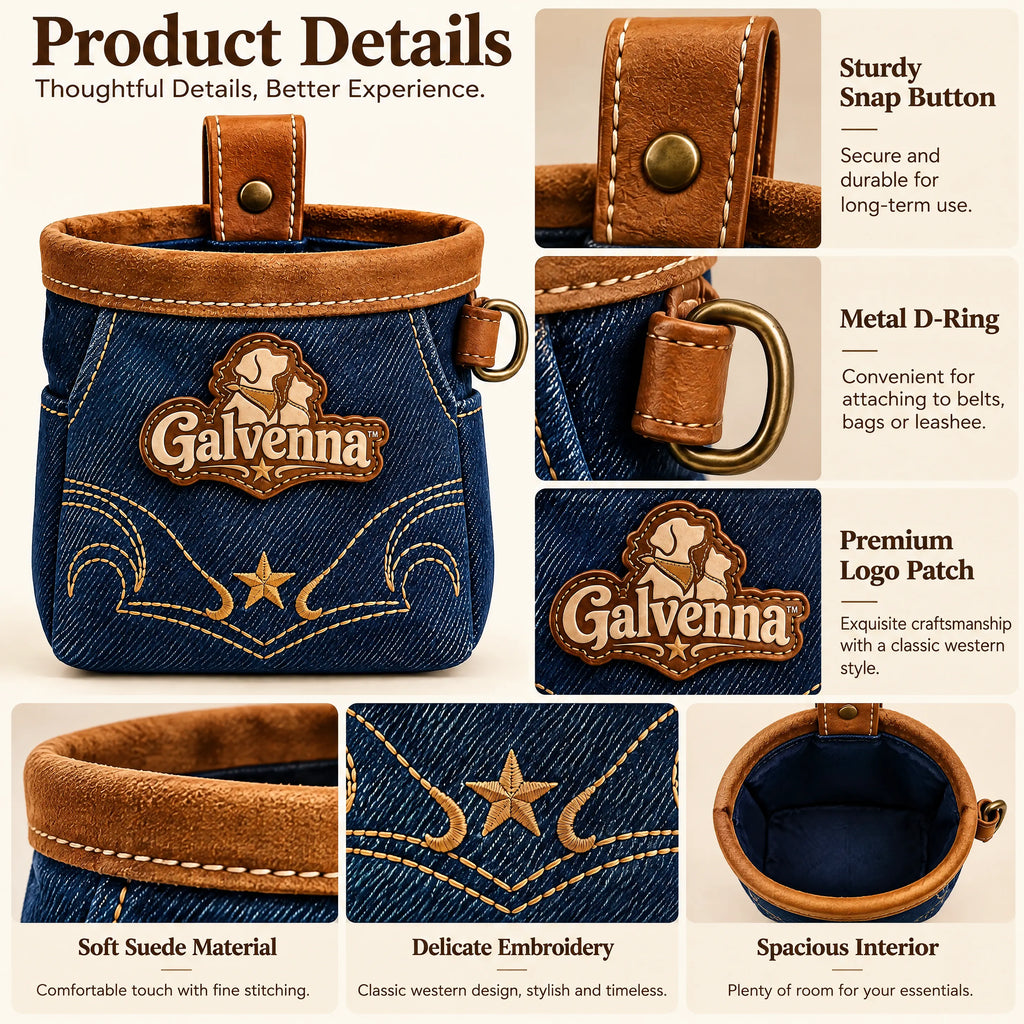 Galvenna™ Leather-Trim Denim Dog Leash