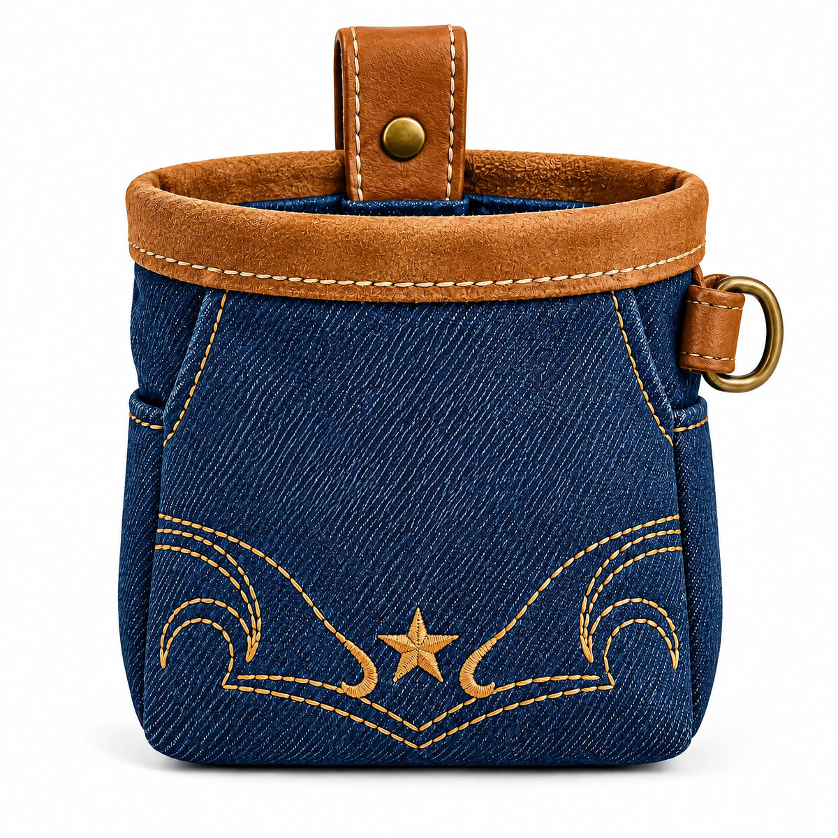 Galvenna™ Leather-Trim Denim Dog Leash