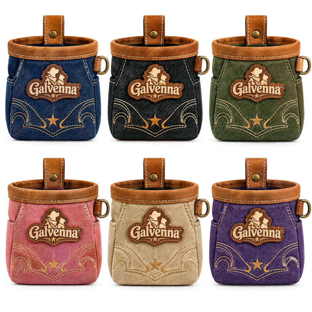 Galvenna™ Leather-Trim Denim Dog Leash