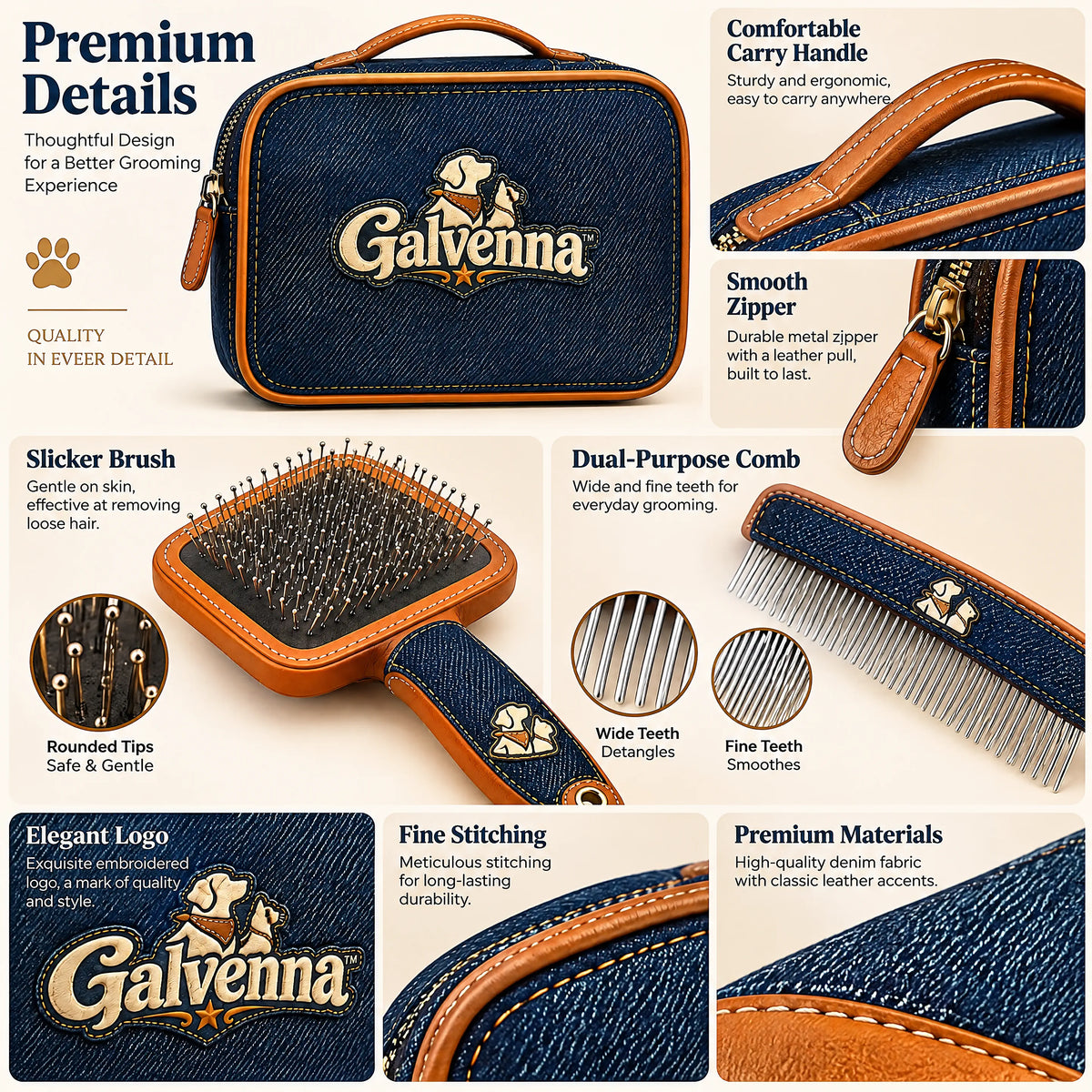 Galvenna™ Denim Star Dog Collar