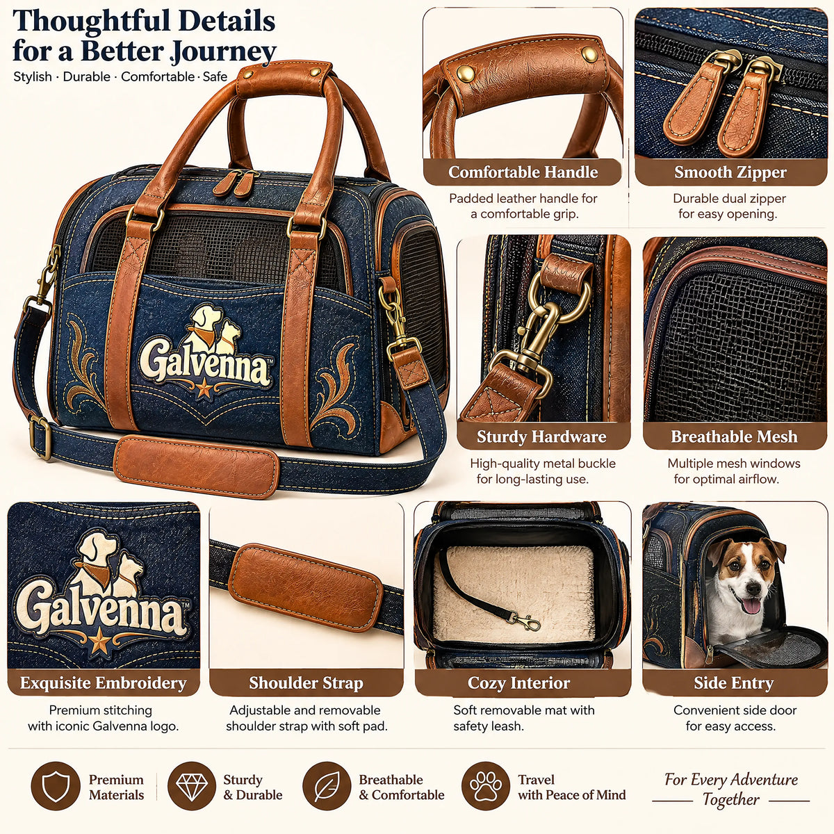 Galvenna™ Denim Star Pet Bed