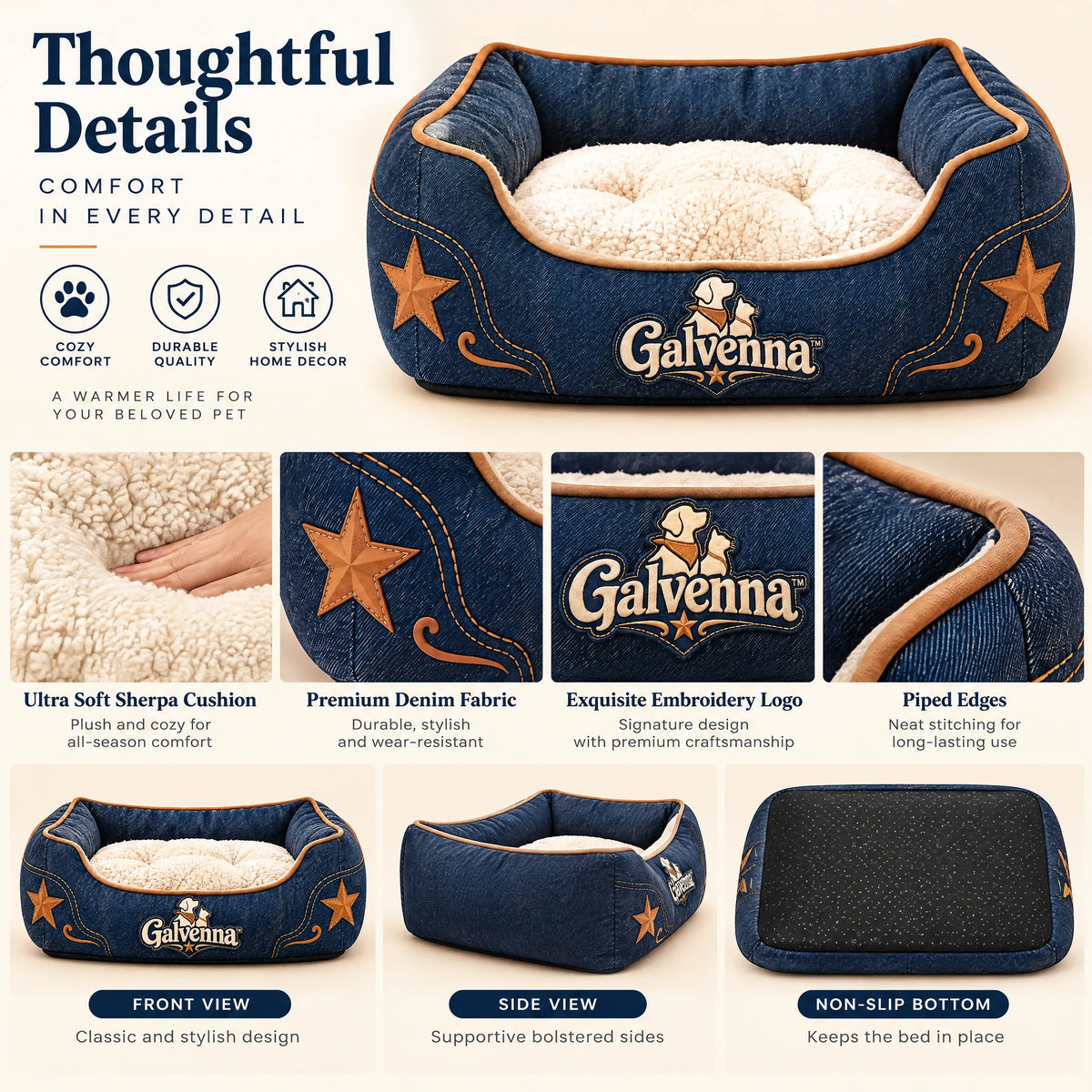 Galvenna™ Western Denim Pet Cowboy Boot Toy
