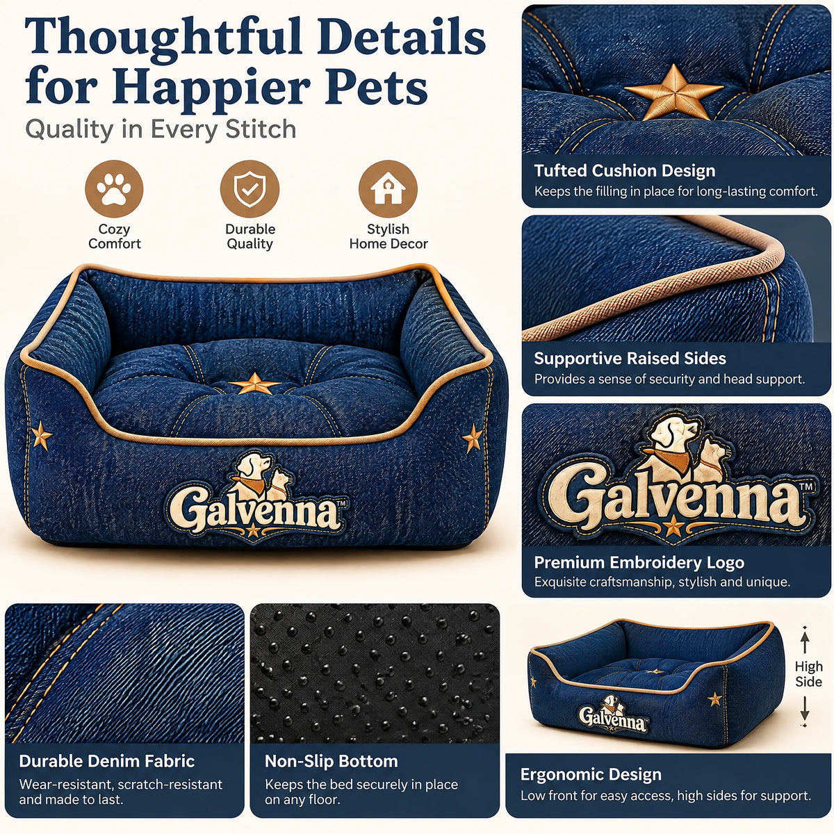 Galvenna™ Denim Travel Pet Blanket Roll